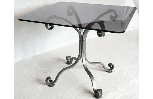 Ročno kovana kvadratna miza s steklom 90x90cm