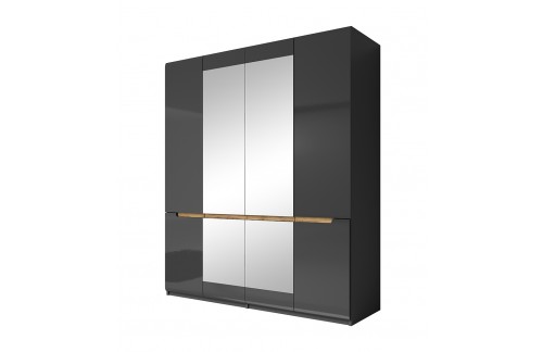 4-DELNA GARDEROBNA OMARA HEKTOR - SIVA/SIVA VISOK SIJAJ