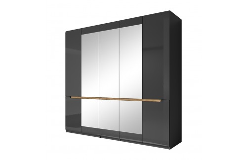 5-DELNA GARDEROBNA OMARA HEKTOR - SIVA/SIVA VISOK SIJAJ