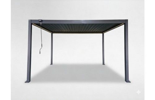 Aluminijasta vrtna pergola Liva (LED, siva, 3 x 4 m)