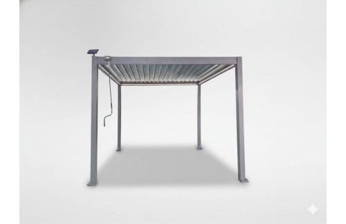 Aluminijasta vrtna pergola Lora (LED, siva, 3 x 3 m)