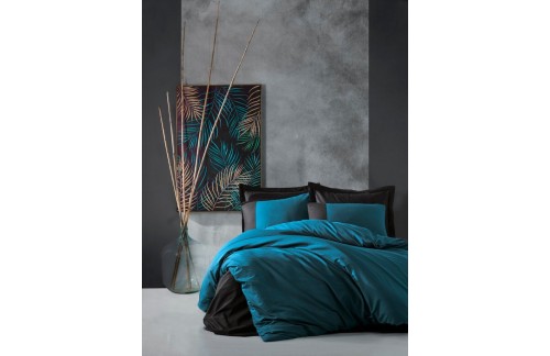 POSTELJNINA PLAIN (MODRA/ČRNA)