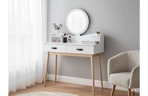 Bela ličilna mizica Sotin z ogledalom 100 x 40 cm