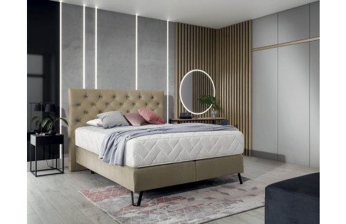 Boxspring postelja Cortina z oblazinjenim vzglavjem