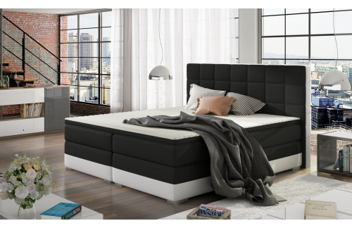 Boxspring postelja Damaso z visokim udobjem in shranjevalnim prostorom