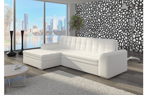 EKSPONAT KOTNA SEDEŽNA GARNITURA CONFETIE, LEVA, v beli barvi