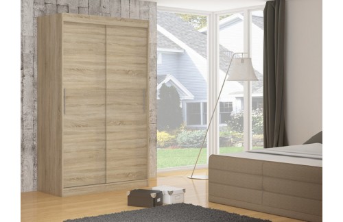 Garderobna omara z drsnimi vrati Denver (150 cm)-Sonoma hrast (RAZPRODAJA)