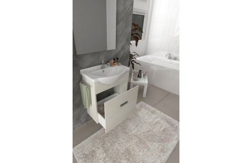 Omarica s predalom in umivalnikom ZAFFIRO - Beli hrast 