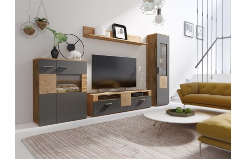 Dnevna soba BONA - več barv -Črna/Hrast