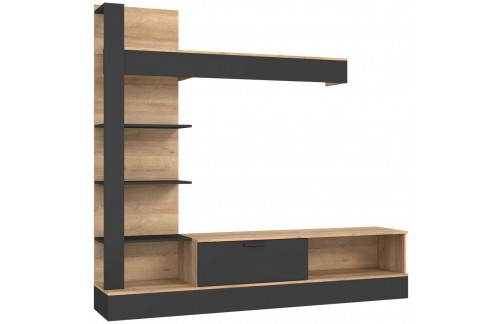 Dnevni regal GELUZA (hrast/črna)