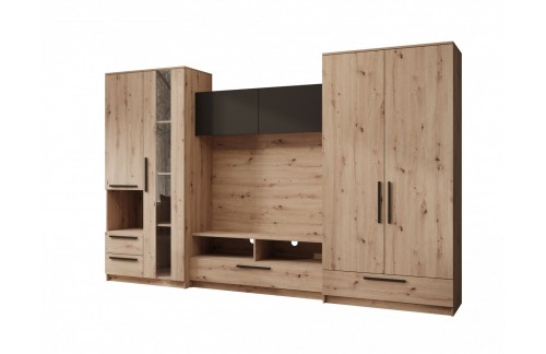 Dnevni regal Male, črna/artisan - HRAST ARTISAN-ČRNA