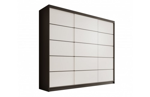 Drsna omara Andy 250 cm z 3 vrati - ČRNA-BELA