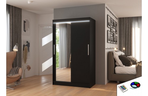 Drsna omara BARIO z ogledalom in LED lučjo, 120 cm