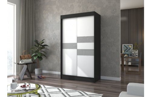 Drsna omara BATIA z lakobelom 120 cm - ČRNA-BELA