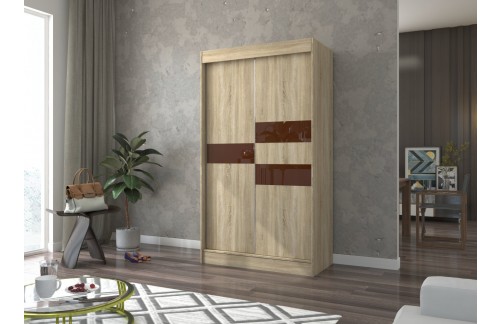 Drsna omara BATIA z lakobelom 120 cm - SONOMA-ČOKOLADNI LACOBEL