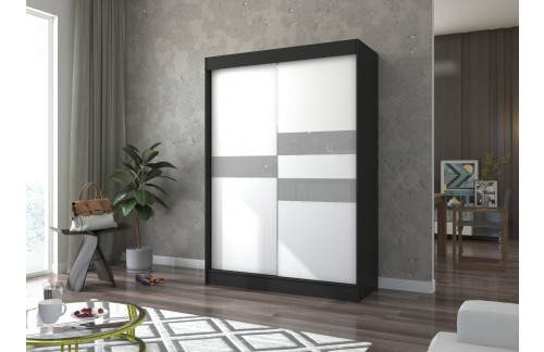 Drsna omara BATIA z lakobelom 150 cm - ČRNA-BELA