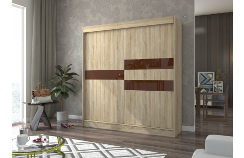 Drsna omara BATIA z lakobelom 200 cm - SONOMA-ČOKOLADNI LACOBEL