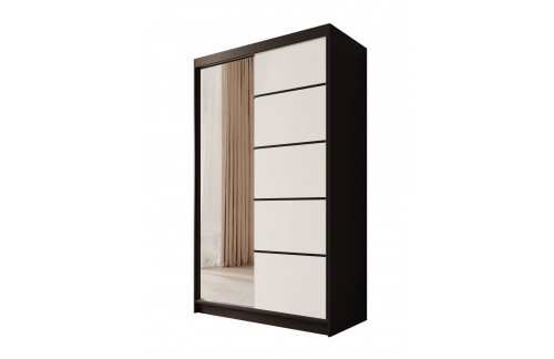 Drsna omara Castello z ogledalom, 120 cm - ČRNA-BELA