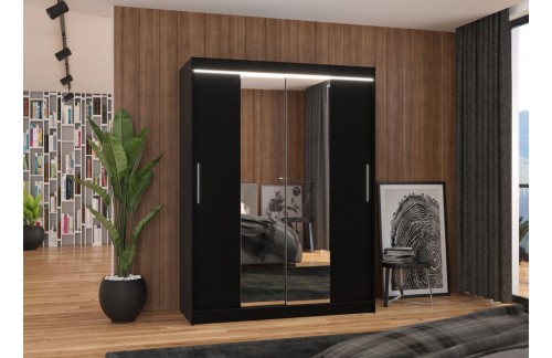 Drsna omara INESS 150 z ogledalom in LED osvetlitvijo