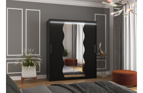 Drsna omara KANSAS z ogledalom in LED osvetlitvijo, 180 cm