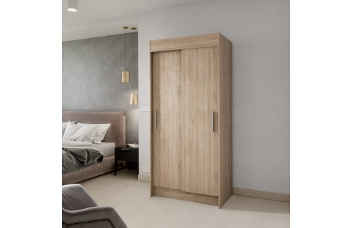 Drsna omara KARIEN z 2 vrati in policami, 100 cm