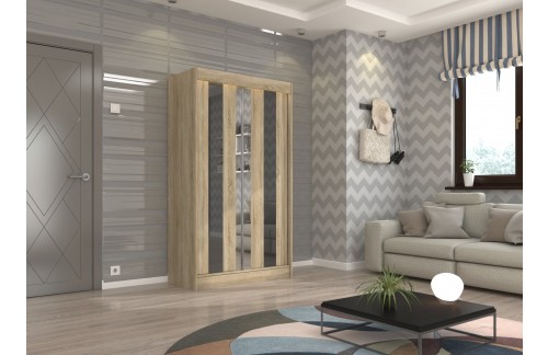 Drsna omara KEITA z ogledalom in lacobelom 120 cm (več barv)