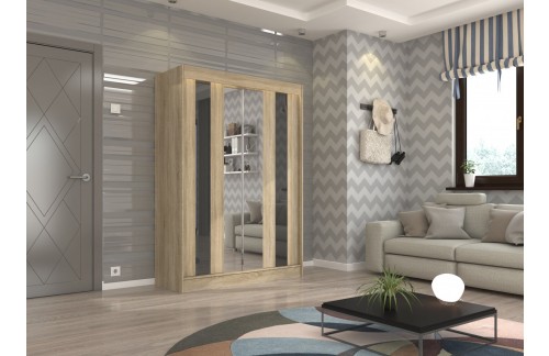 Drsna omara KEITA z ogledalom in lacobelom 150 cm (več barv)