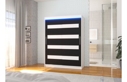 Drsna omara MARTINEZ 150 z lakobelom in LED lučjo - BELA