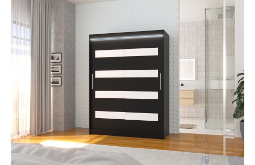 Drsna omara MARTINEZ 150 z lakobelom in LED lučjo - ČRNA