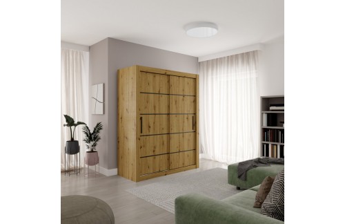 Drsna omara MORELL z 2 vrati in policami, 160 cm