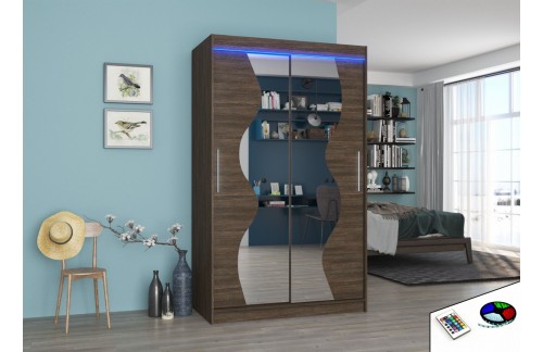 Drsna omara OSWALD z ogledalom in LED lučjo, 120 cm