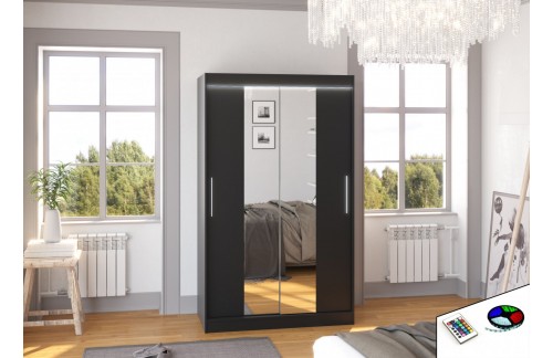 Drsna omara SANTOS z ogledalom in LED osvetlitvijo, 120 cm