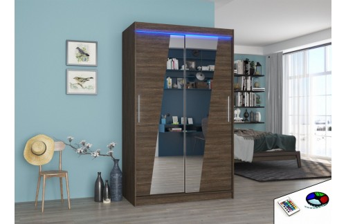 Drsna omara TEXAS z ogledalom in LED osvetlitvijo, 120 cm