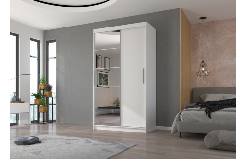 Drsna omara z ogledalom ESTI 120 cm - BELA
