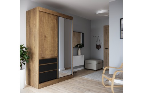 Drsna omara z ogledalom HAIDAR 140 cm