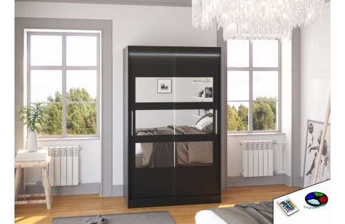 Drsna omara z ogledalom in LED lučjo KOLORADO, 120 cm