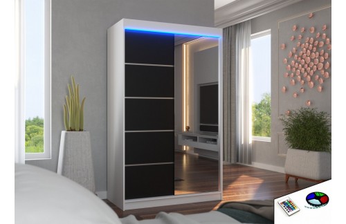 Drsna omara z ogledalom in LED osvetlitvijo NICEA, 120 cm (več barv)