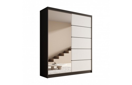 Drsna omara z ogledalom Nico - ČRNA-BELA