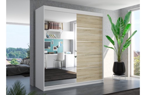 Drsna omara z ogledalom OLIVER 200 cm (več barv)