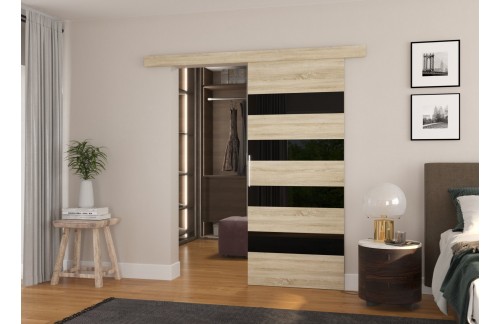 Drsna stenska vrata MILOU z lakobel detajli 86 cm - SONOMA HRAST