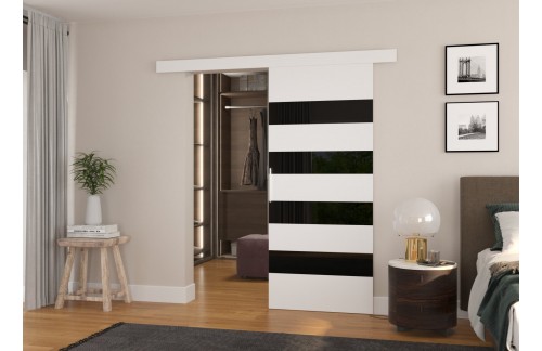 Drsna stenska vrata MILOU z lakobel detajli 96 cm - BELA