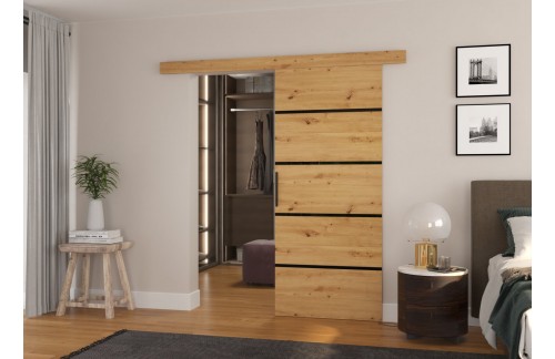 Drsna stenska vrata MUSCHU z okrasnimi trakovi 86 cm