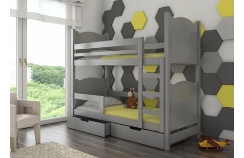 Dvoposteljni pograd MARABA z vzmetnicami - SIVA