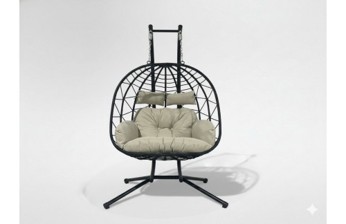 Dvosed zložljiv viseči fotelj Luvo (črn/svetlo siv)