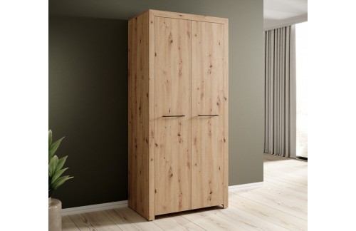 Dvovratna omara JANEZ v barvi hrasta Artisan - HRAST ARTISAN-ČRNA