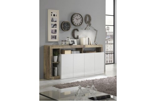 Elegantna bela komoda s 4 vrati HAMBURG 209030-08P