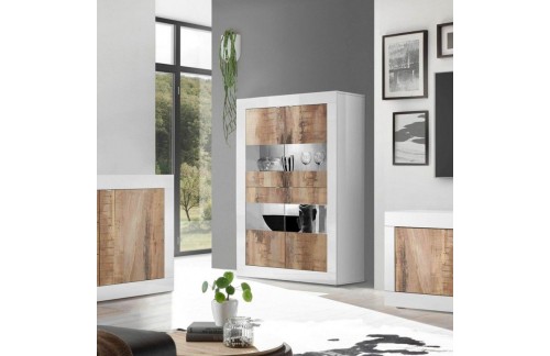 Elegantna bela vitrina z 4 vrati 162 cm – BASIC 209015-06P