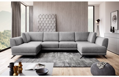 Elegantna sedežna garnitura Larco v obliki črke U s funkcijo ležišča