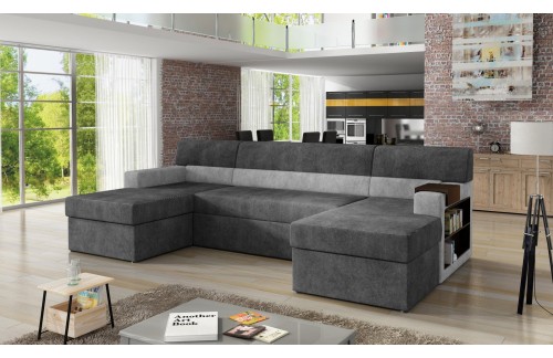 Elegantna sedežna garnitura Markos z lesenimi policami