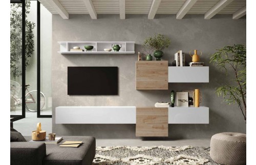 Elegantna TV omarica bela/hrast INFINITY 2.0 900022-BIK